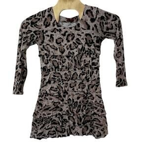 Isle Apparel Women’s Cha Cha Leopard‎ Dress Size M Tiered Ruffles Feminine